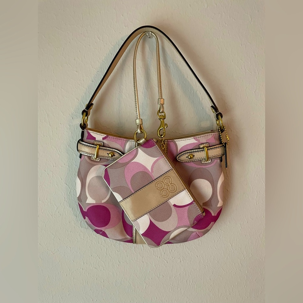 Coach Purse and Wallet - Beige/ Multi Color